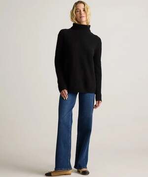 NEW Mongolian Cashmere Fisherman Turtleneck Sweater in Black size M